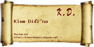 Klem Diána névjegykártya
